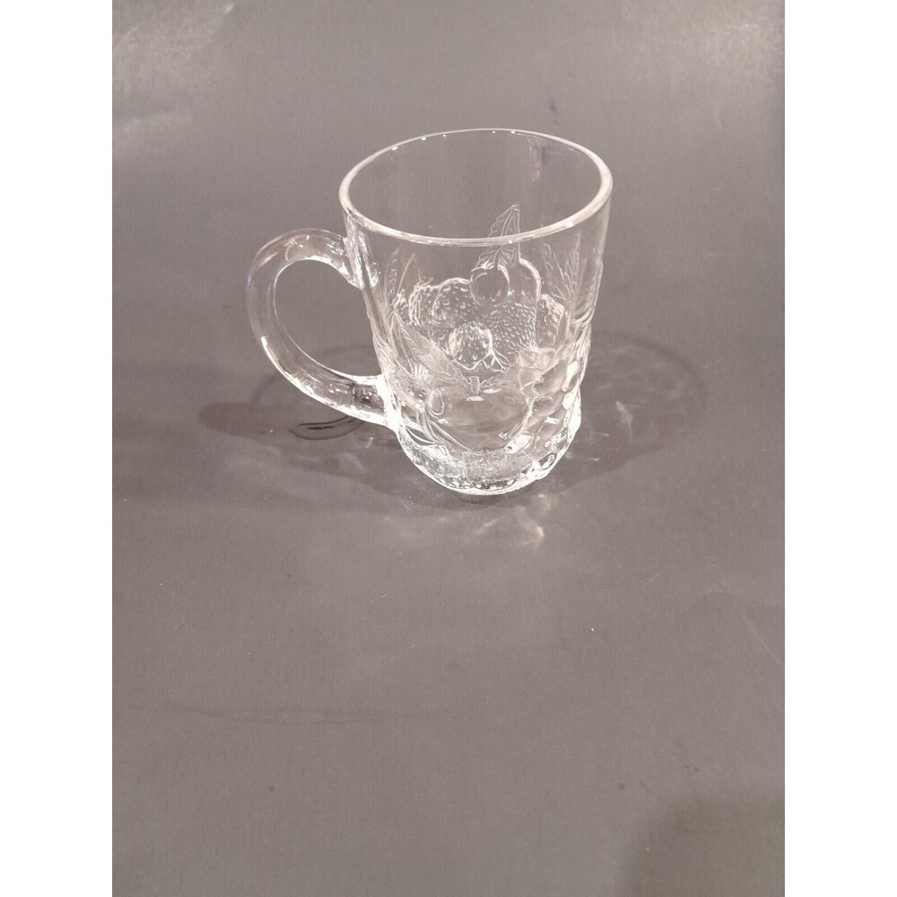 Vintage Mug, Clear Glass with Fruit, USA